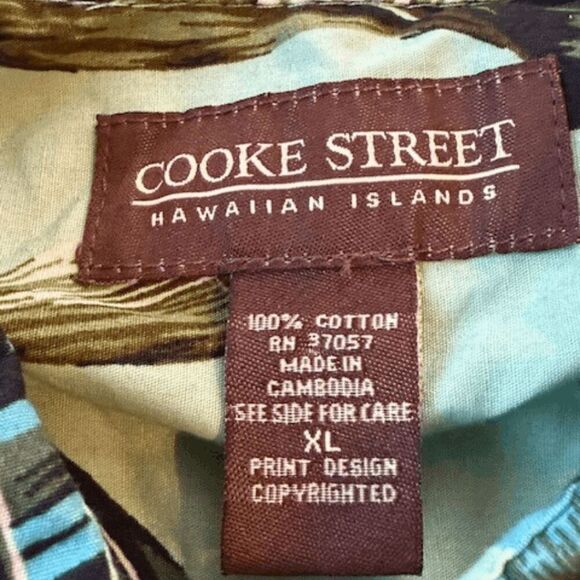Cooke Street Men's Hawaiian Island Floral Button Down Shirt Green Size XL‎ - Picture 3 of 5